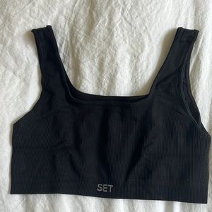 Setactive ribbed black sport bra